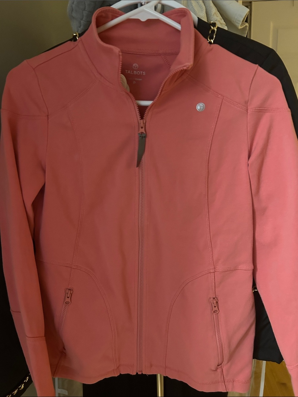 Talbots Coral-Pink Zip Front Pullover